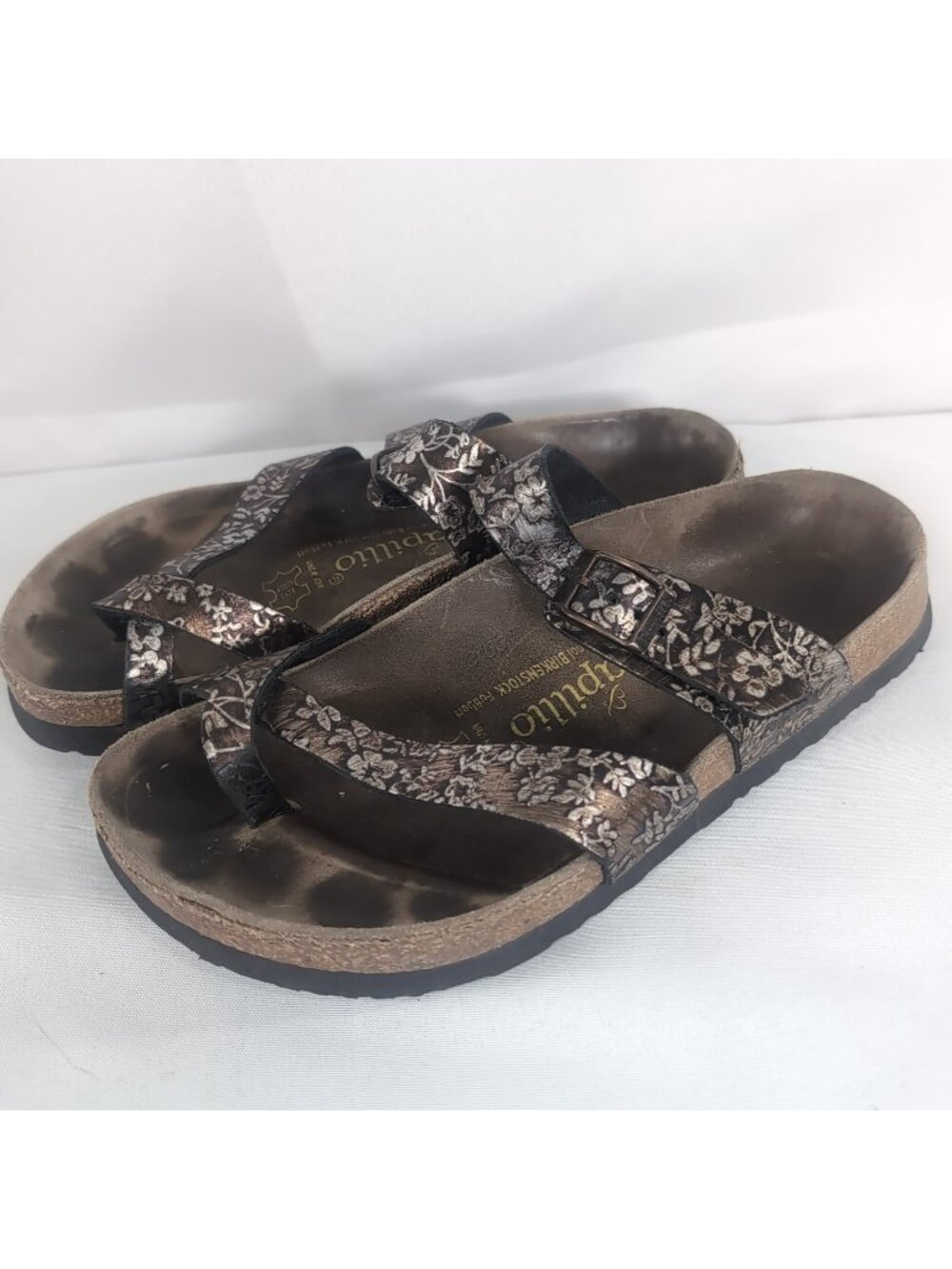 Papillo BIRKENSTOCK 36 US 5 Mayari Metallic Floral Leather Sandals Brown Women's